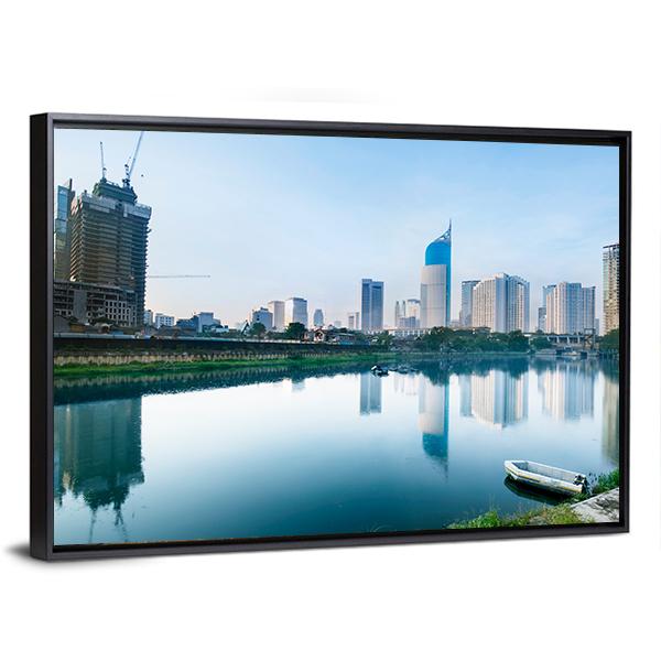 Scenery Of Reservoir Jakarta Canvas Wall Art-3 Horizontal-Gallery Wrap-25" x 16"-Tiaracle