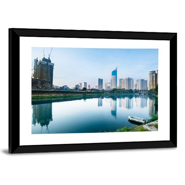 Scenery Of Reservoir Jakarta Canvas Wall Art-3 Horizontal-Gallery Wrap-25" x 16"-Tiaracle