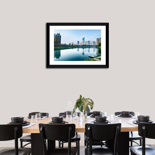 Scenery Of Reservoir Jakarta Canvas Wall Art-1 Piece-Framed Print-20" x 16"-Tiaracle