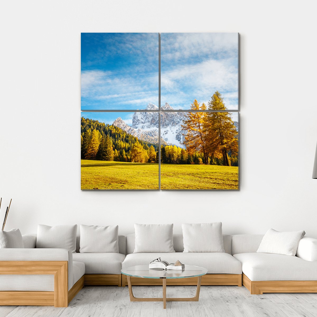 Scenic Alpine Peaks Durrenstein Canvas Wall Art-4 Square-Gallery Wrap-17" x 17"-Tiaracle