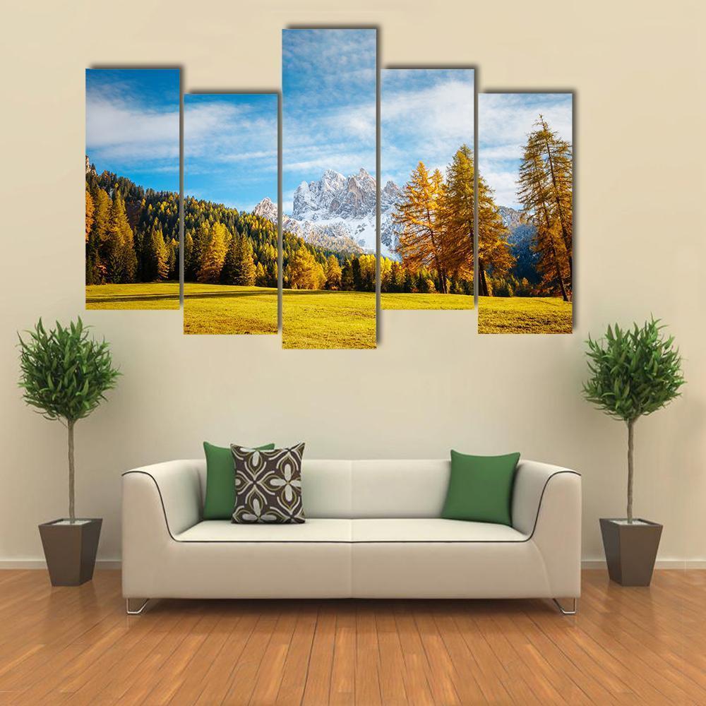 Scenic Alpine Peaks Durrenstein Canvas Wall Art-5 Pop-Gallery Wrap-47" x 32"-Tiaracle