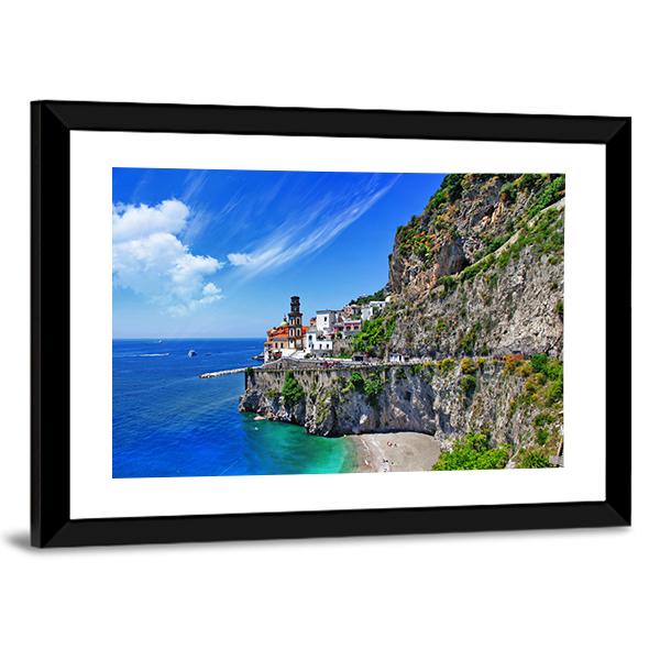Scenic Amalfi Coast In Atrani Village Canvas Wall Art-3 Horizontal-Gallery Wrap-25" x 16"-Tiaracle