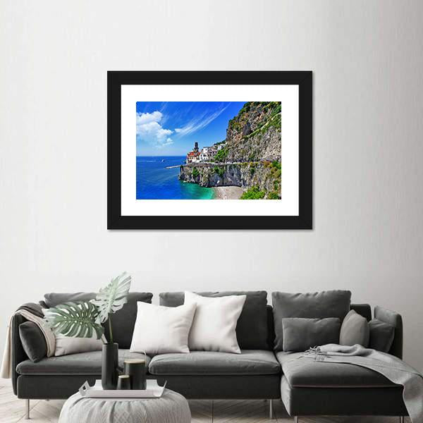 Scenic Amalfi Coast In Atrani Village Canvas Wall Art-3 Horizontal-Gallery Wrap-25" x 16"-Tiaracle