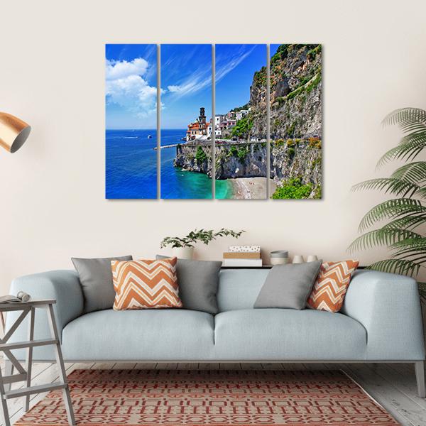 Scenic Amalfi Coast In Atrani Village Canvas Wall Art-4 Horizontal-Gallery Wrap-34" x 24"-Tiaracle