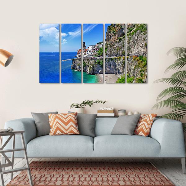 Scenic Amalfi Coast In Atrani Village Canvas Wall Art-5 Horizontal-Gallery Wrap-22" x 12"-Tiaracle