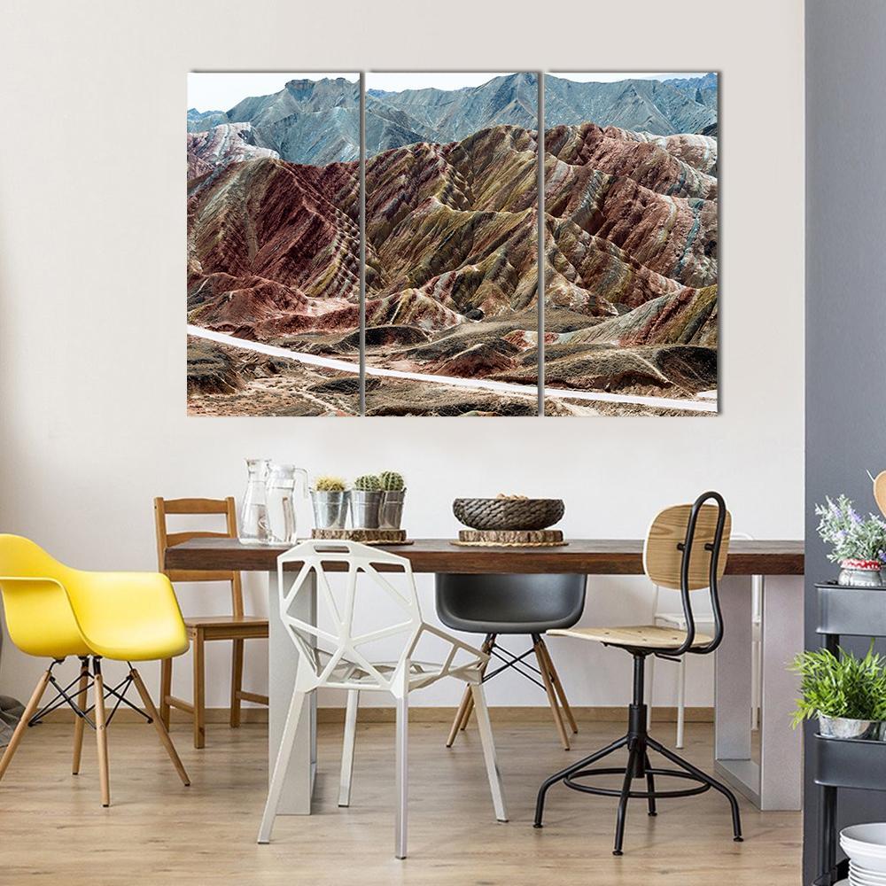 Scenic Area Of Zhangye Canvas Wall Art-3 Horizontal-Gallery Wrap-37" x 24"-Tiaracle