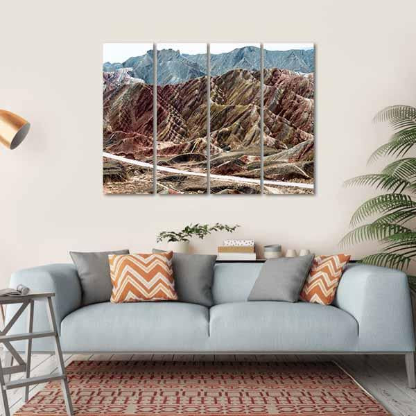 Scenic Area Of Zhangye Canvas Wall Art-4 Horizontal-Gallery Wrap-34" x 24"-Tiaracle
