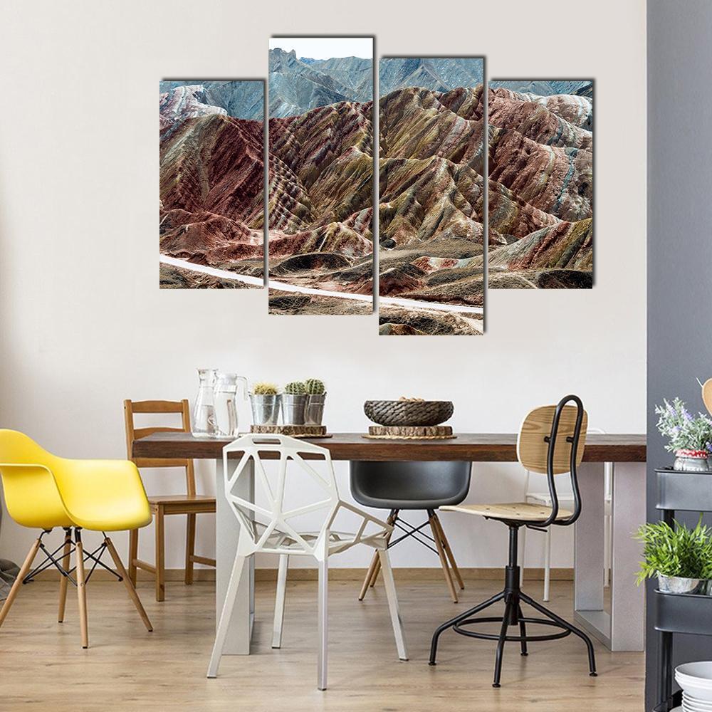 Scenic Area Of Zhangye Canvas Wall Art-4 Pop-Gallery Wrap-50" x 32"-Tiaracle