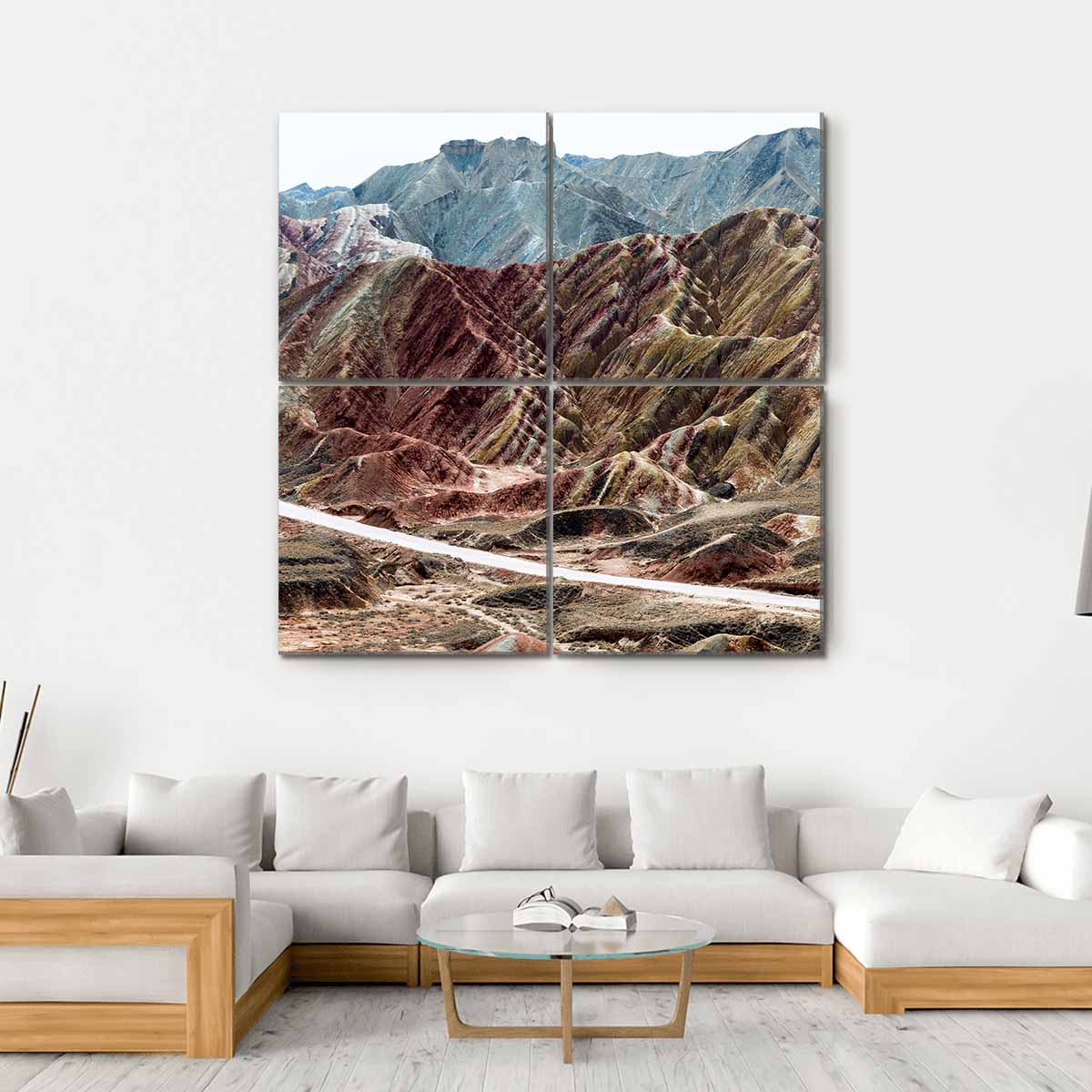 Scenic Area Of Zhangye Canvas Wall Art-4 Square-Gallery Wrap-17" x 17"-Tiaracle