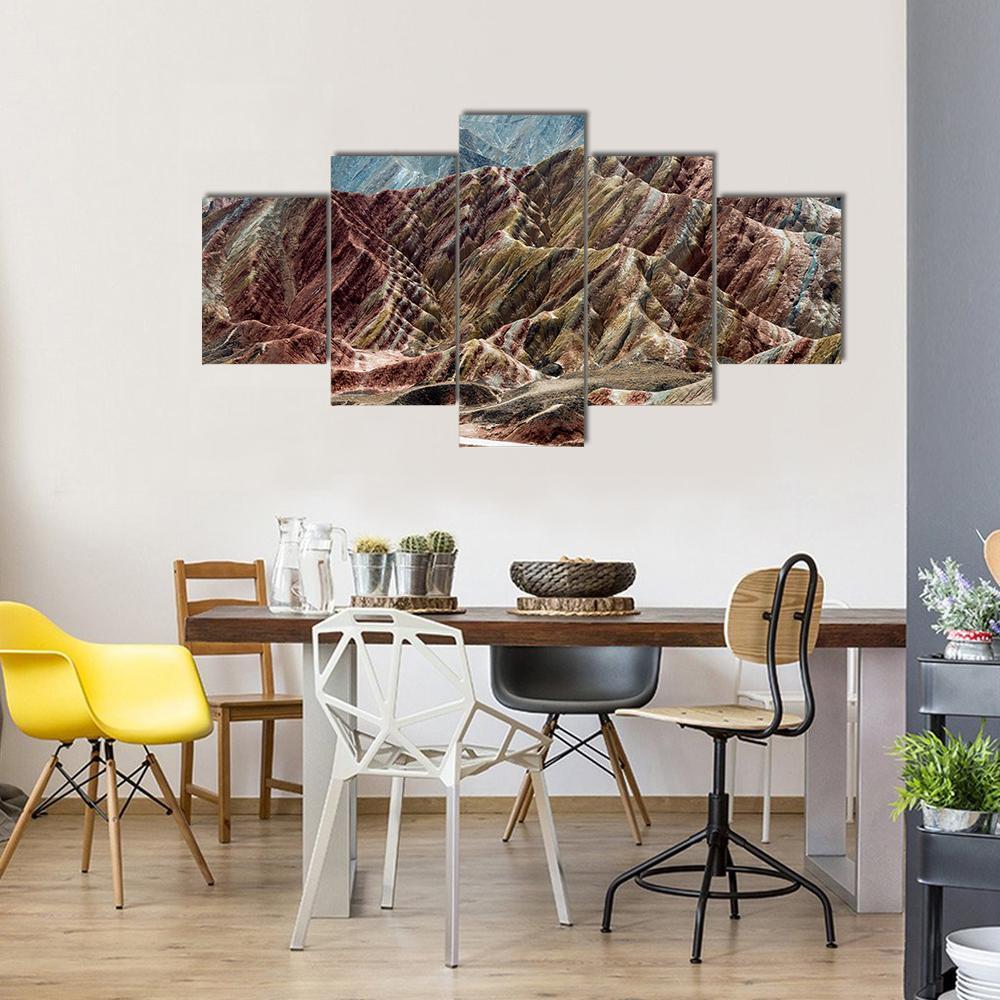 Scenic Area Of Zhangye Canvas Wall Art-5 Star-Gallery Wrap-62" x 32"-Tiaracle