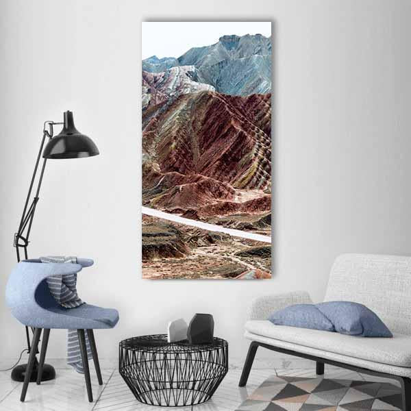 Scenic Area Of Zhangye Vertical Canvas Wall Art-3 Vertical-Gallery Wrap-12" x 25"-Tiaracle