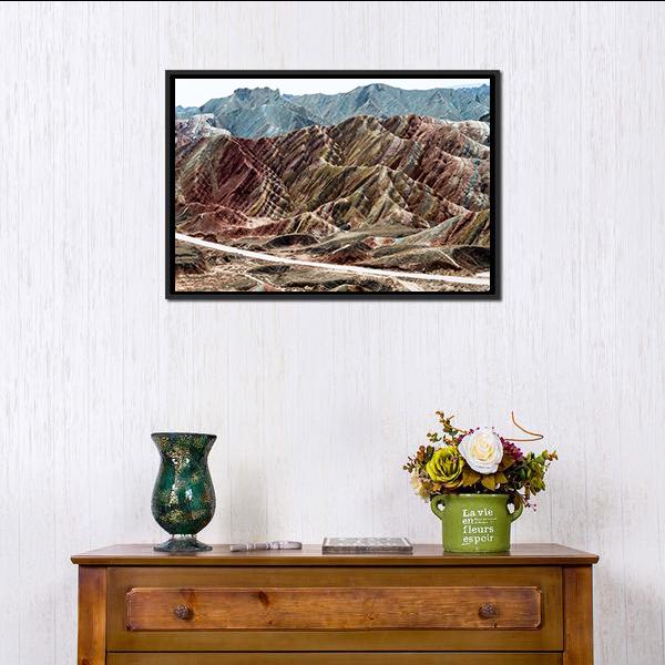 Scenic Area Of Zhangye Vertical Canvas Wall Art-3 Vertical-Gallery Wrap-12" x 25"-Tiaracle