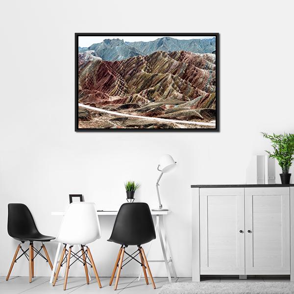 Scenic Area Of Zhangye Vertical Canvas Wall Art-3 Vertical-Gallery Wrap-12" x 25"-Tiaracle