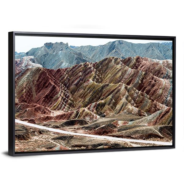 Scenic Area Of Zhangye Vertical Canvas Wall Art-3 Vertical-Gallery Wrap-12" x 25"-Tiaracle
