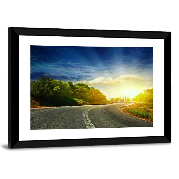 Road In The Mountains Panoramic Canvas Wall Art-1 Piece-36" x 12"-Tiaracle