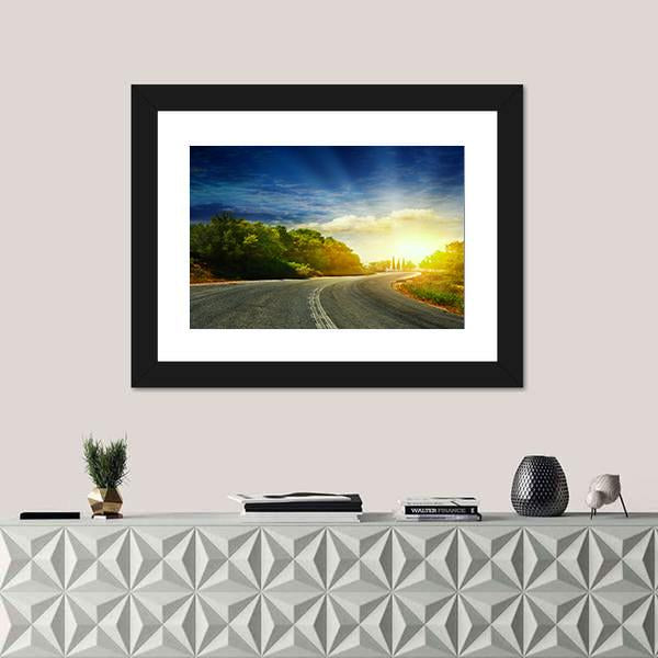 Road In The Mountains Panoramic Canvas Wall Art-1 Piece-36" x 12"-Tiaracle