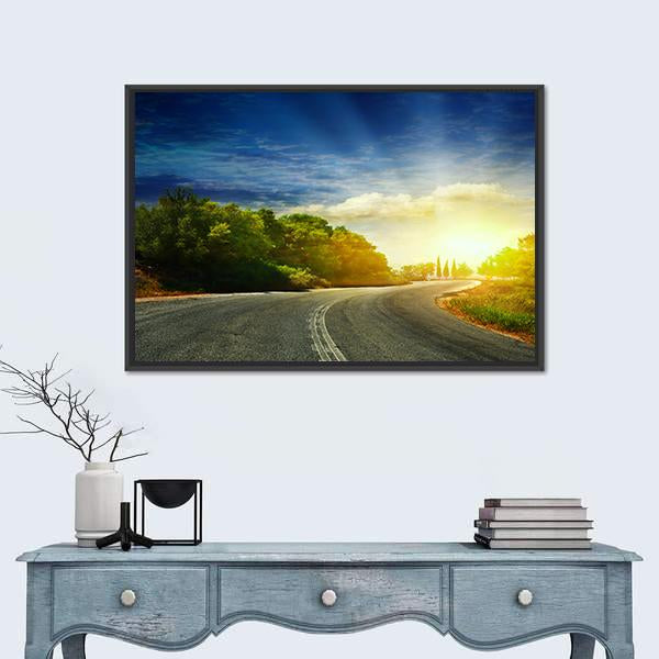 Road In The Mountains Panoramic Canvas Wall Art-1 Piece-36" x 12"-Tiaracle