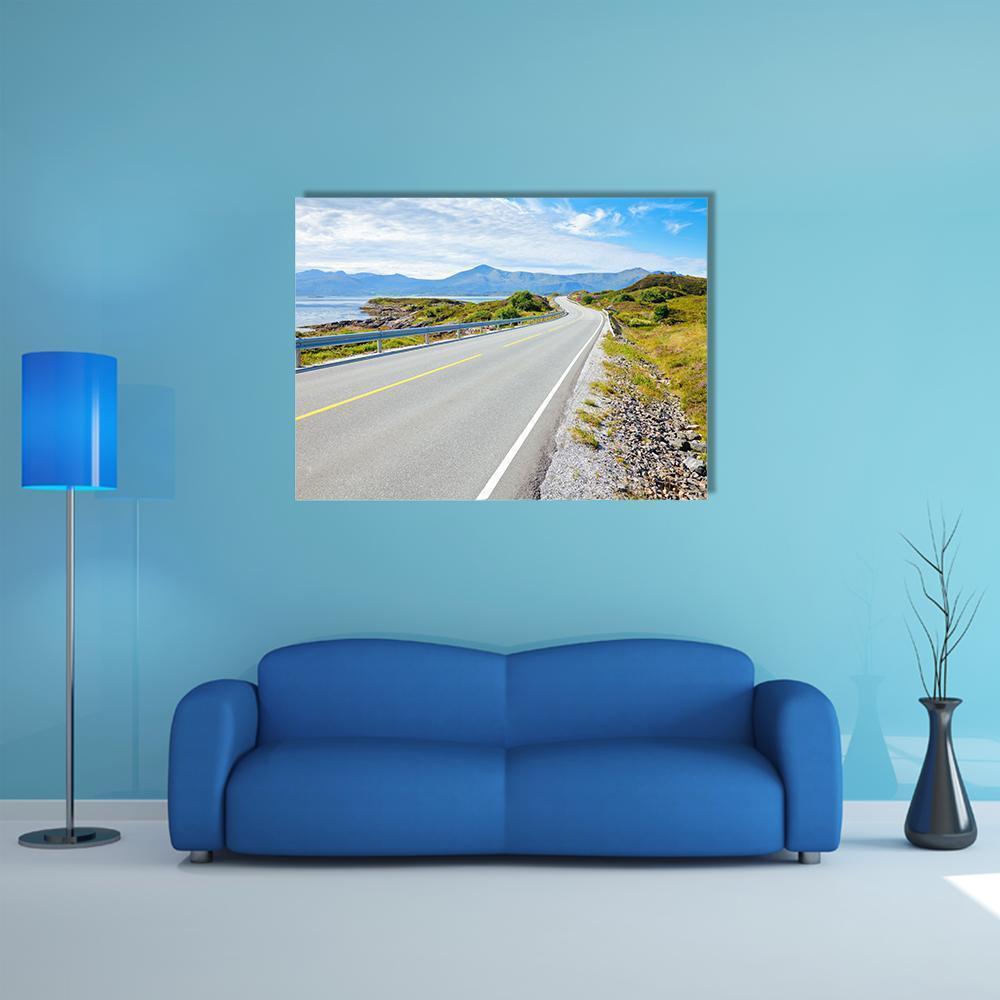 Scenic Atlantic Ocean Road In Norway Canvas Wall Art-1 Piece-Gallery Wrap-48" x 32"-Tiaracle