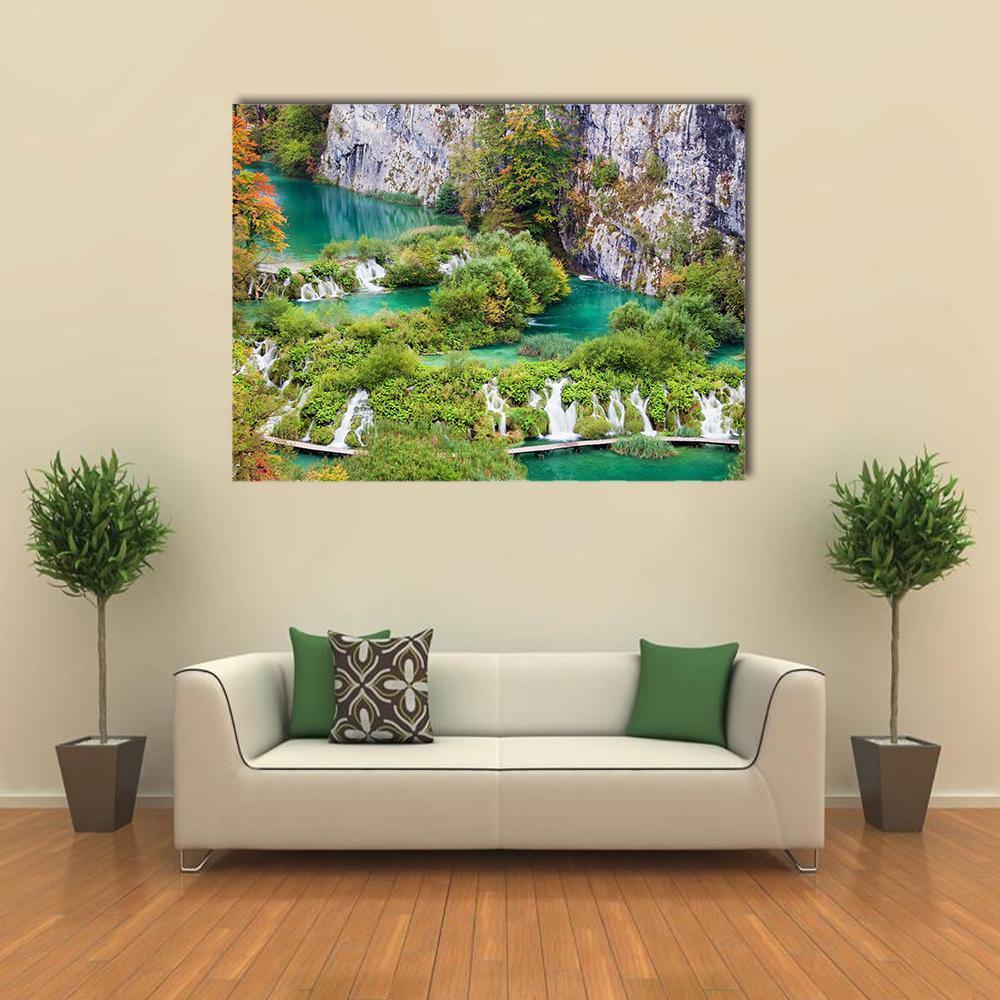 Numerous Waterfalls Canvas Wall Art-1 Piece-Gallery Wrap-48" x 32"-Tiaracle