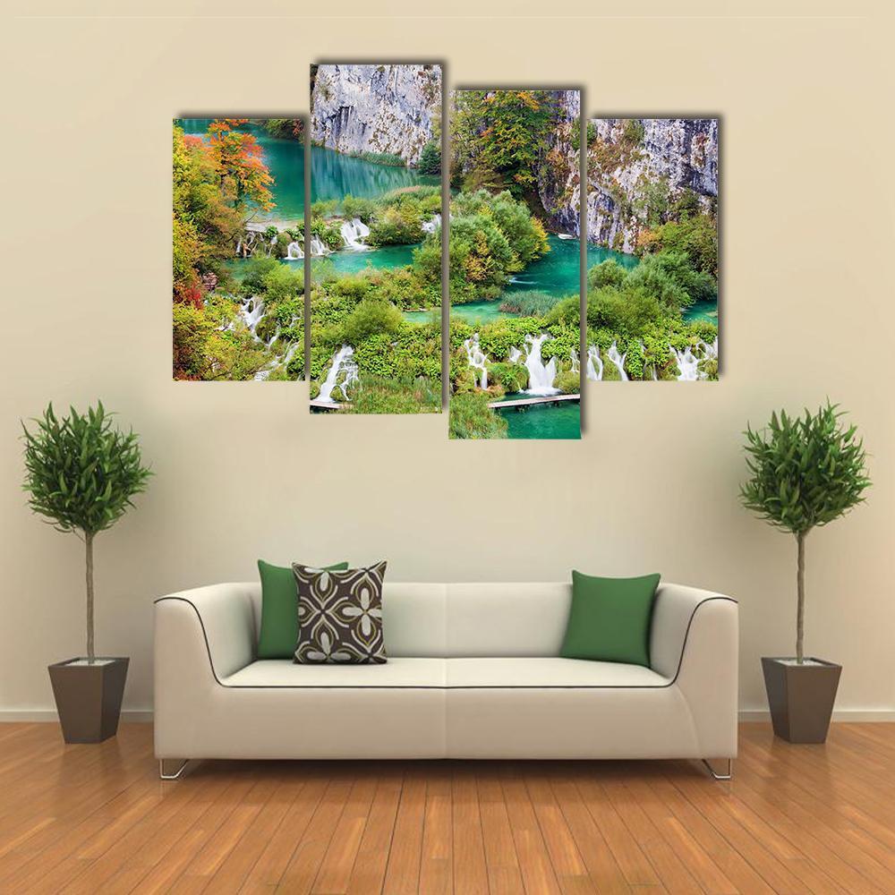 Numerous Waterfalls Canvas Wall Art-4 Pop-Gallery Wrap-50" x 32"-Tiaracle