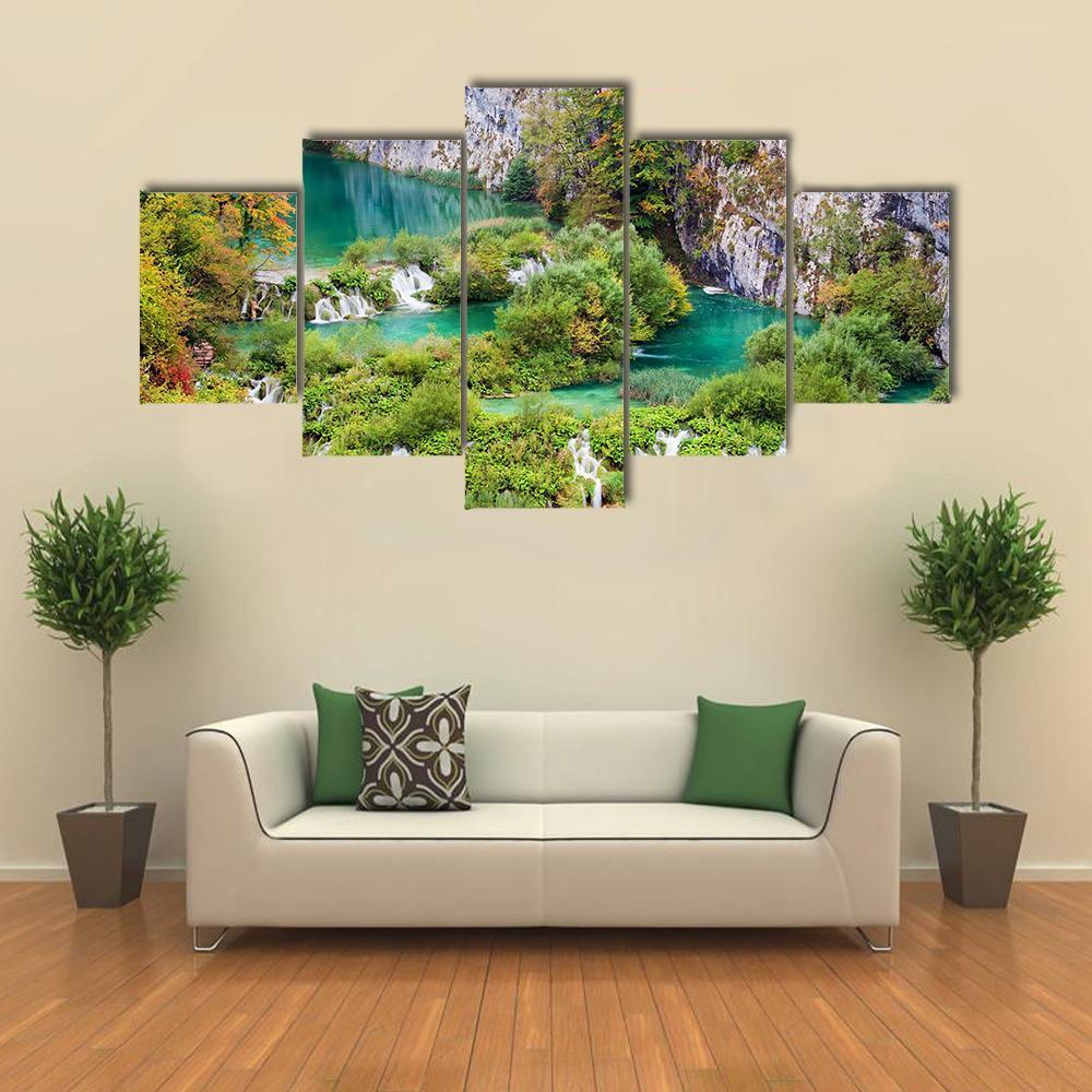 Numerous Waterfalls Canvas Wall Art-5 Star-Gallery Wrap-62" x 32"-Tiaracle