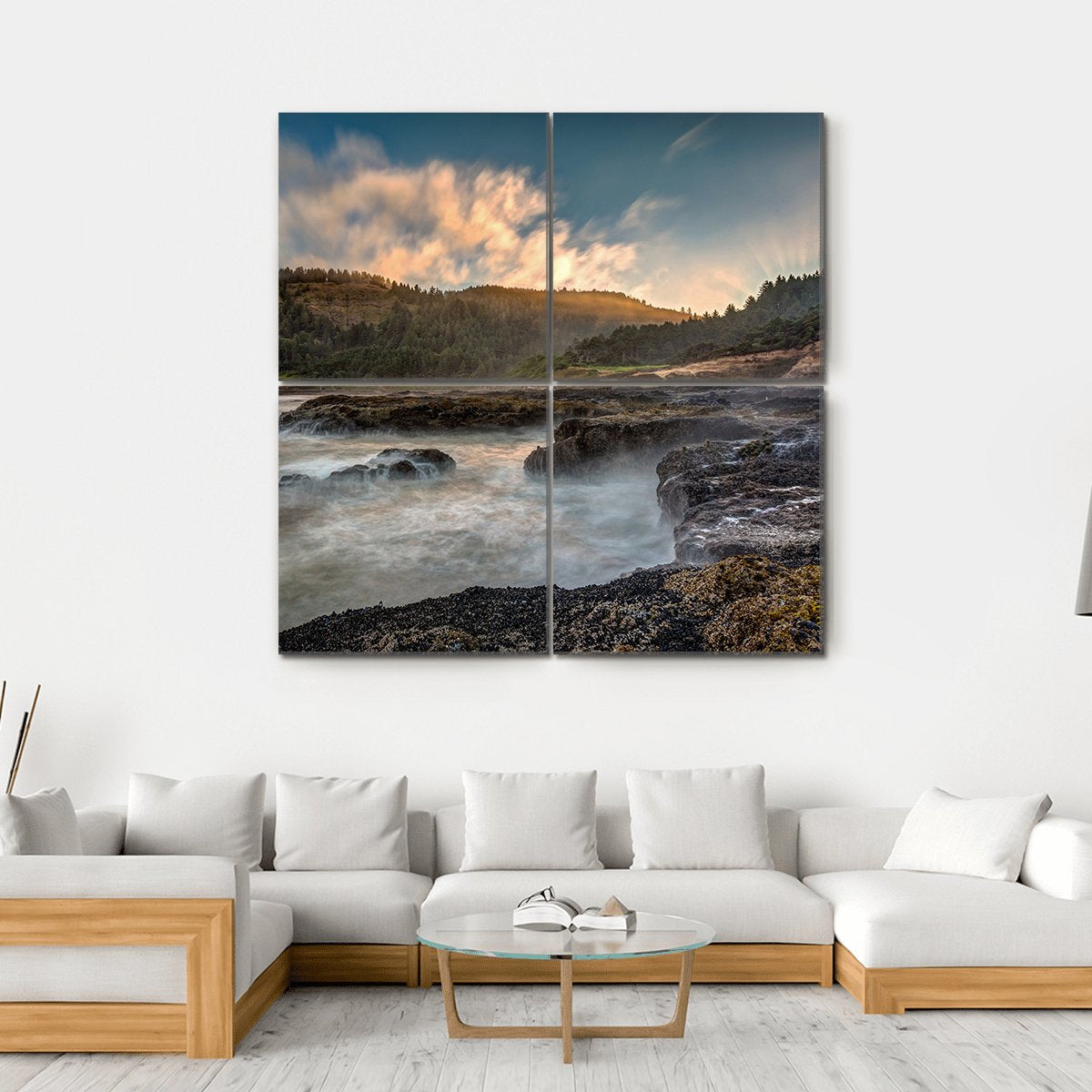 Scenic Cape Perpetua On The Oregon Coast Canvas Wall Art-4 Square-Gallery Wrap-17" x 17"-Tiaracle