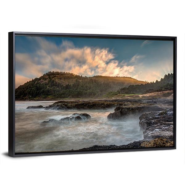 Scenic Cape Perpetua On The Oregon Coast Canvas Wall Art-3 Horizontal-Gallery Wrap-25" x 16"-Tiaracle
