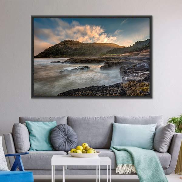 Scenic Cape Perpetua On The Oregon Coast Canvas Wall Art-3 Horizontal-Gallery Wrap-25" x 16"-Tiaracle