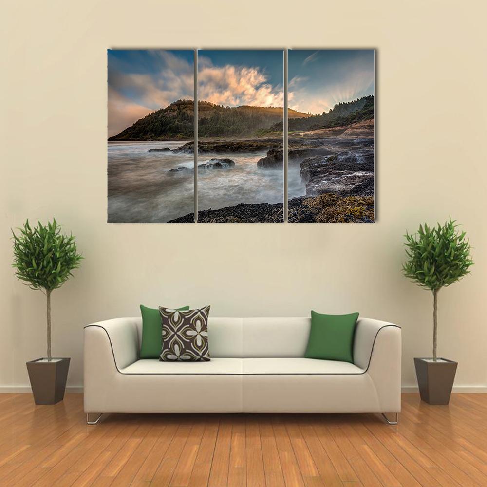 Scenic Cape Perpetua On The Oregon Coast Canvas Wall Art-3 Horizontal-Gallery Wrap-37" x 24"-Tiaracle
