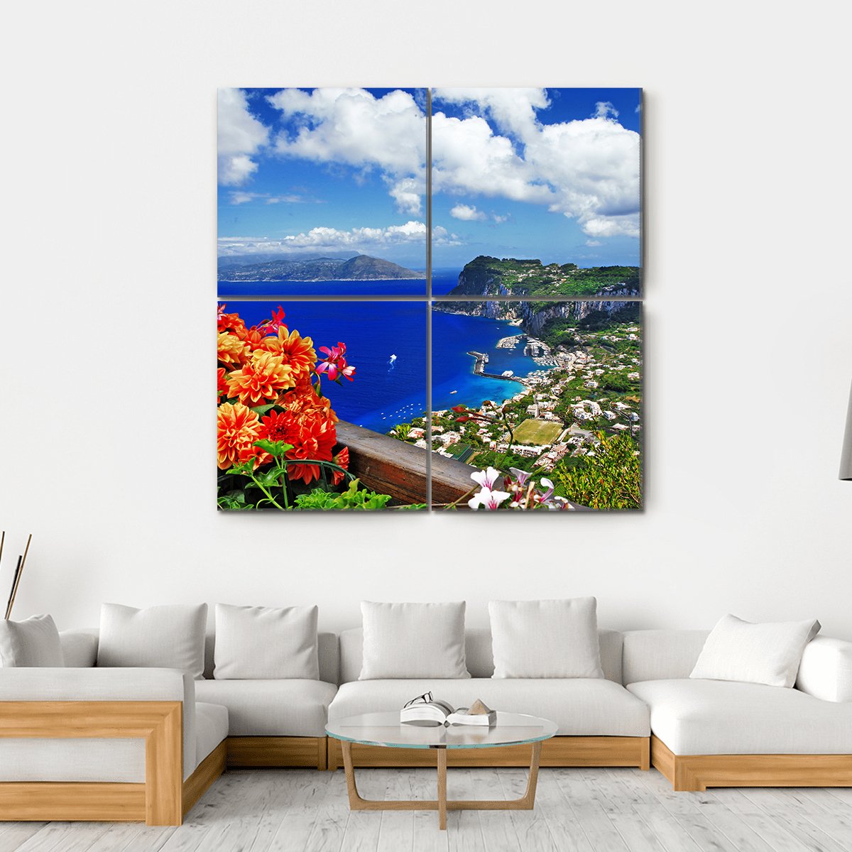 Scenic Capri Island In Italy Canvas Wall Art-4 Square-Gallery Wrap-17" x 17"-Tiaracle