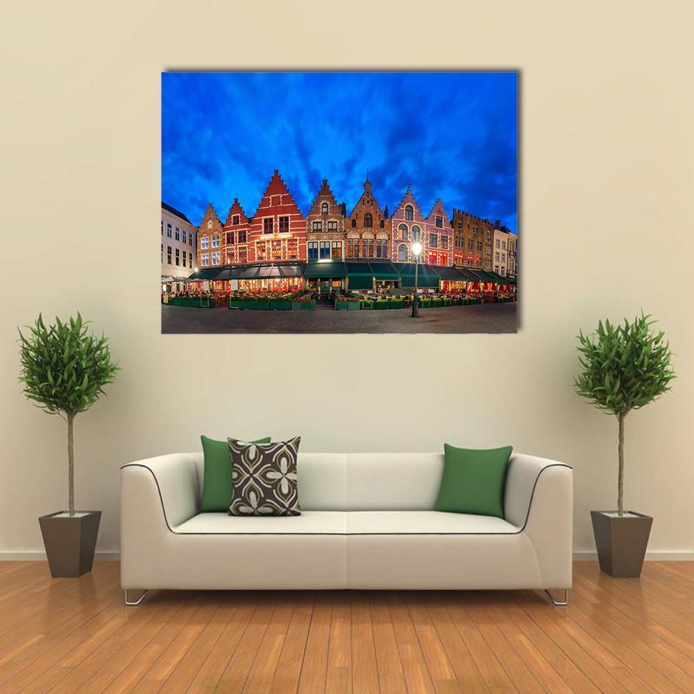 Medieval Fairytale Town At Night Canvas Wall Art-1 Piece-Gallery Wrap-36" x 24"-Tiaracle