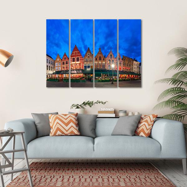 Medieval Fairytale Town At Night Canvas Wall Art-4 Horizontal-Gallery Wrap-34" x 24"-Tiaracle