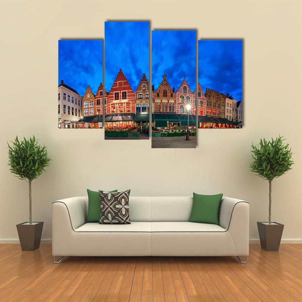 Medieval Fairytale Town At Night Canvas Wall Art-4 Pop-Gallery Wrap-50" x 32"-Tiaracle