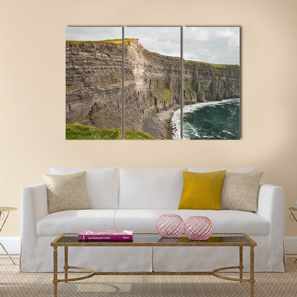 Scenic Cliffs Of Moher Canvas Wall Art-3 Horizontal-Gallery Wrap-37" x 24"-Tiaracle
