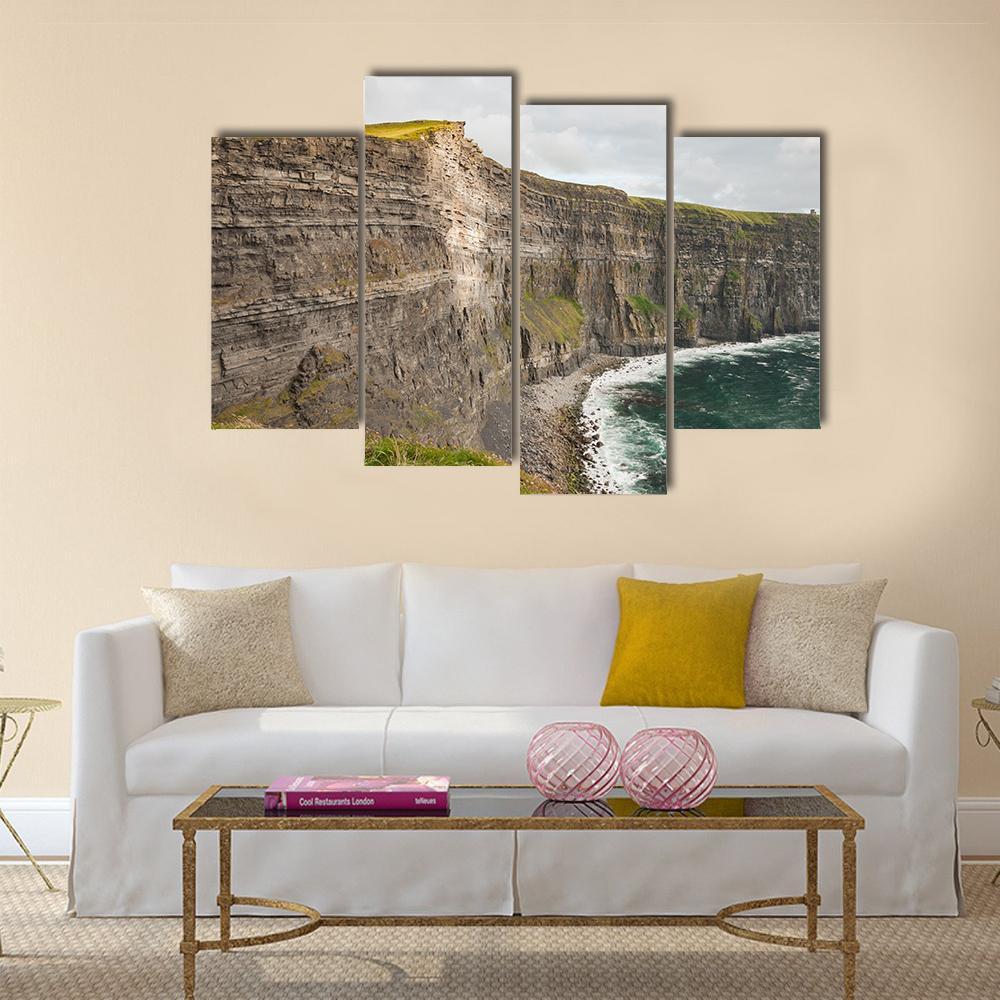 Scenic Cliffs Of Moher Canvas Wall Art-4 Pop-Gallery Wrap-50" x 32"-Tiaracle