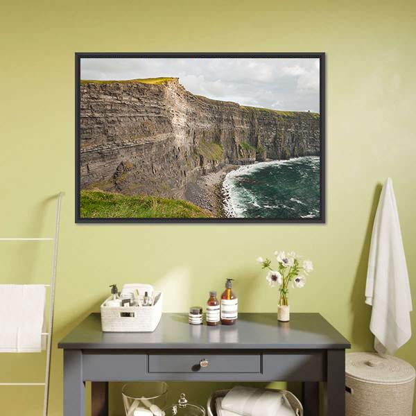 Scenic Cliffs Of Moher Canvas Wall Art-1 Piece-Floating Frame-24" x 16"-Tiaracle