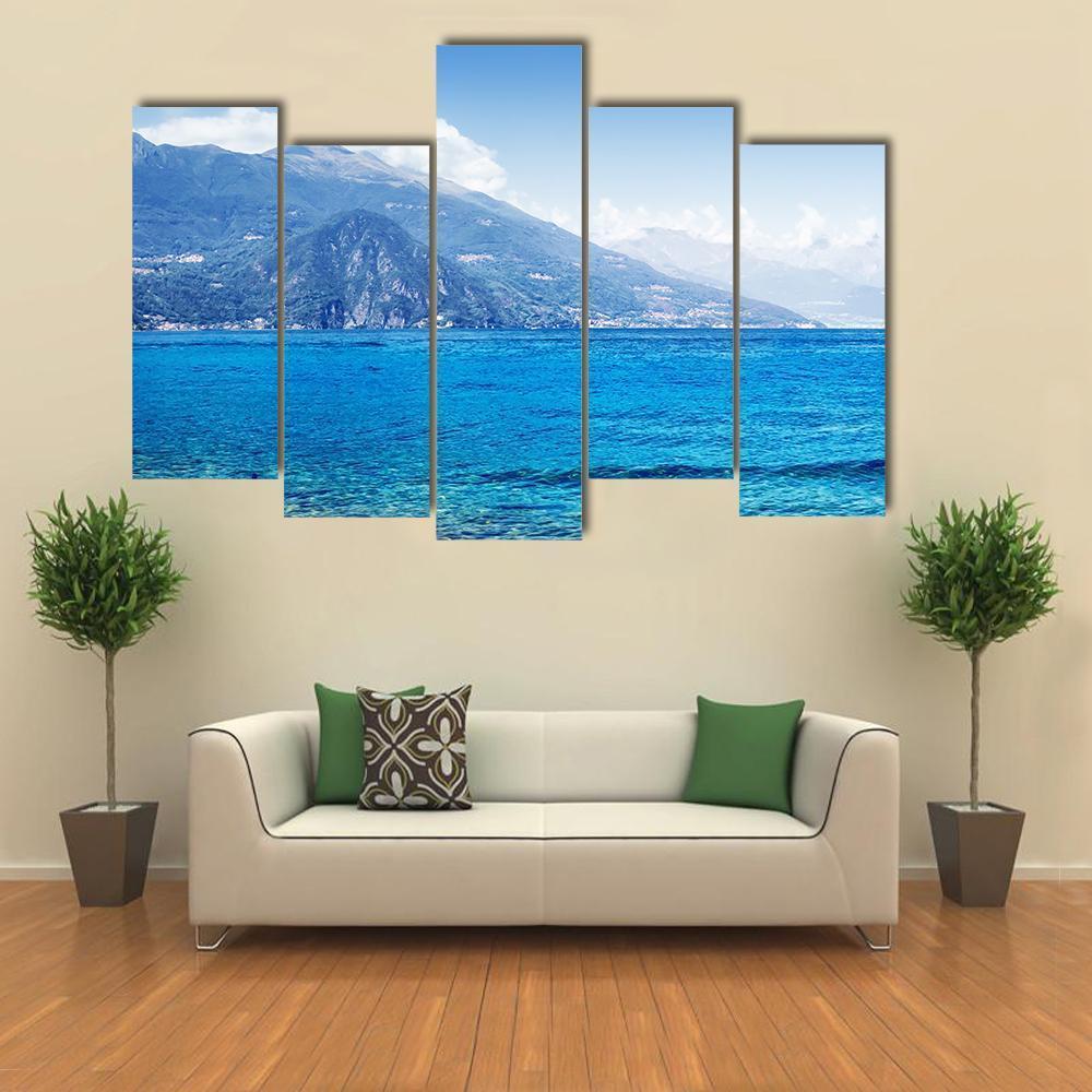 Scenic Como Lake Panorama Canvas Wall Art-5 Pop-Gallery Wrap-47" x 32"-Tiaracle