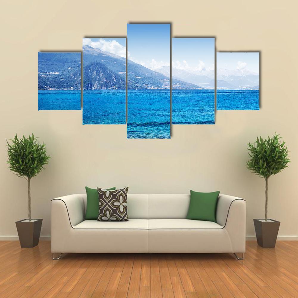 Scenic Como Lake Panorama Canvas Wall Art-5 Star-Gallery Wrap-62" x 32"-Tiaracle