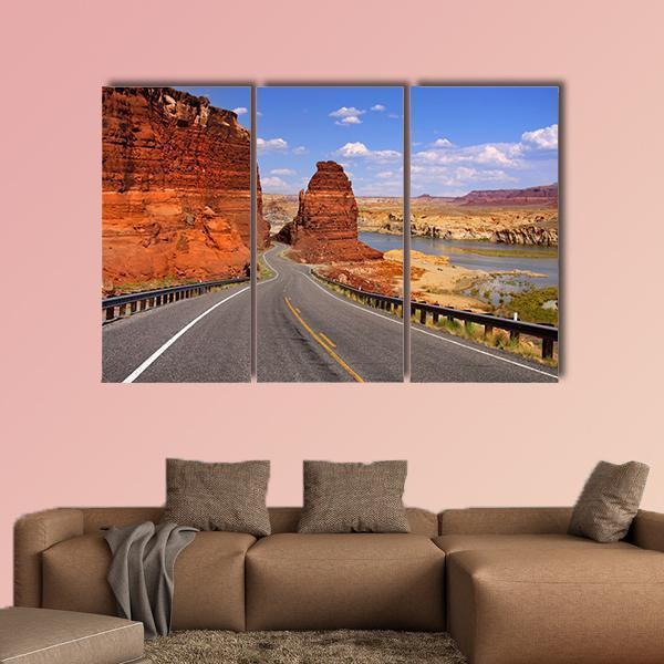 Scenic Desert Drive Canvas Wall Art-3 Horizontal-Gallery Wrap-37" x 24"-Tiaracle