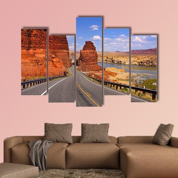 Scenic Desert Drive Canvas Wall Art-5 Pop-Gallery Wrap-47" x 32"-Tiaracle