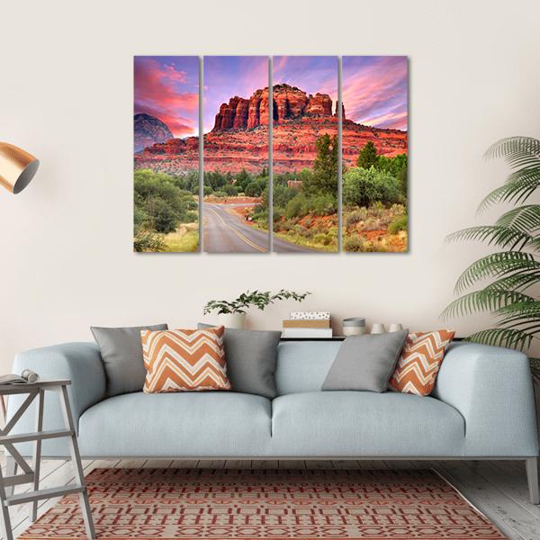 Scenic Drive Through Sedona Arizona Canvas Wall Art-4 Horizontal-Gallery Wrap-34" x 24"-Tiaracle