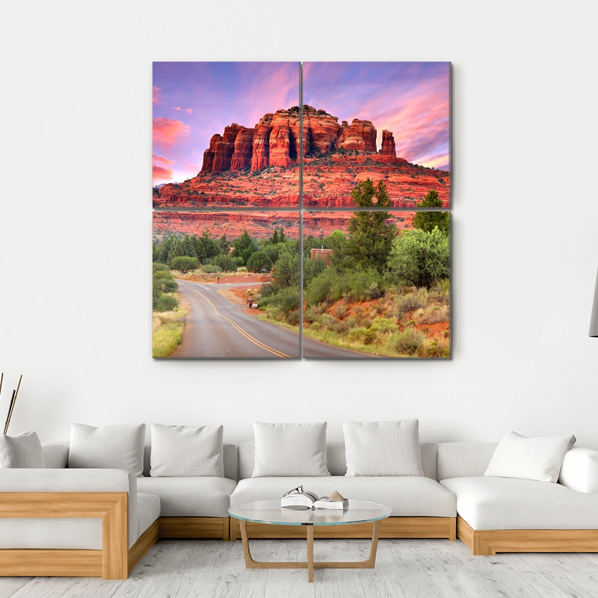 Scenic Drive Through Sedona Arizona Canvas Wall Art-4 Square-Gallery Wrap-17" x 17"-Tiaracle