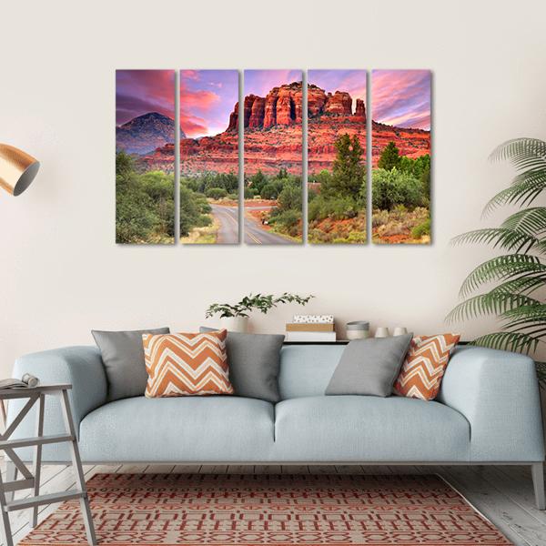 Scenic Drive Through Sedona Arizona Canvas Wall Art-5 Horizontal-Gallery Wrap-22" x 12"-Tiaracle
