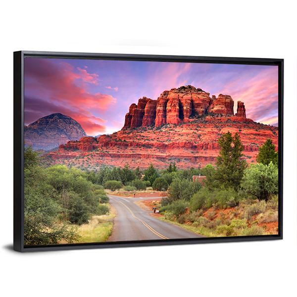 Scenic Drive Through Sedona Arizona Canvas Wall Art-3 Horizontal-Gallery Wrap-25" x 16"-Tiaracle