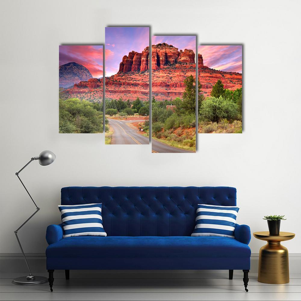 Scenic Drive Through Sedona Arizona Canvas Wall Art-4 Pop-Gallery Wrap-50" x 32"-Tiaracle