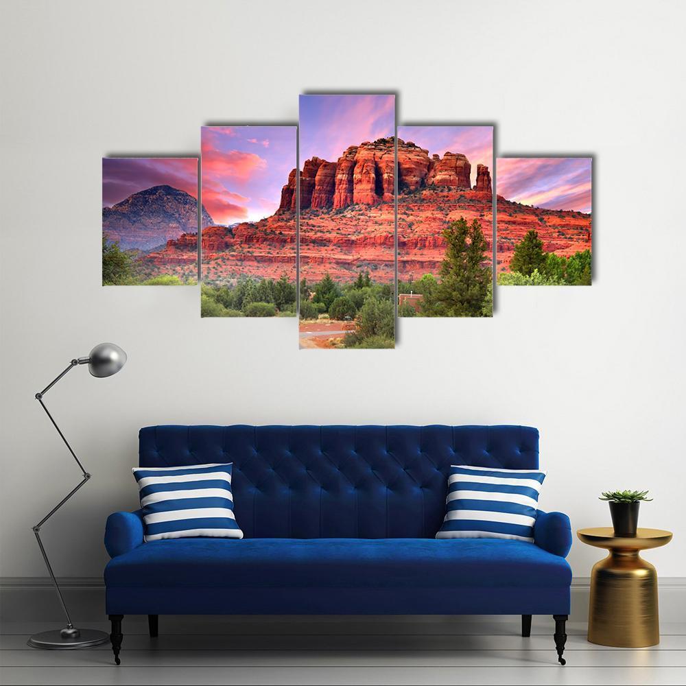Scenic Drive Through Sedona Arizona Canvas Wall Art-5 Star-Gallery Wrap-62" x 32"-Tiaracle