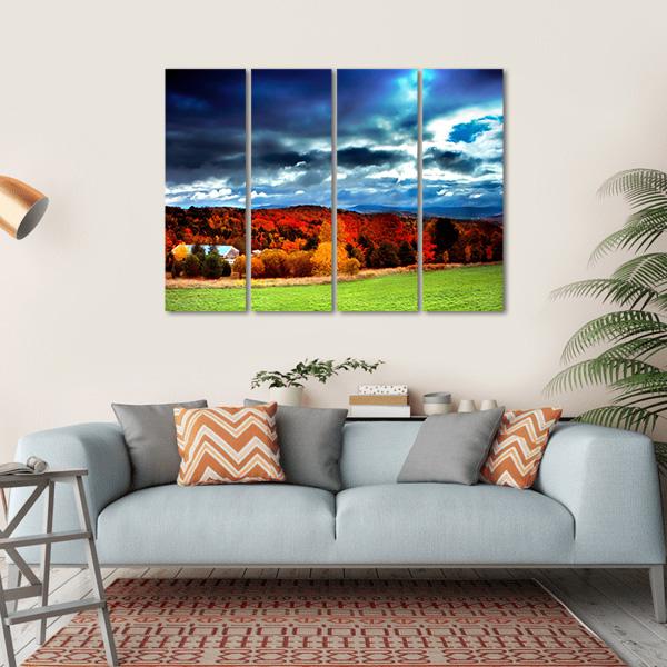 Fall Foliage Vermont Canvas Wall Art-4 Horizontal-Gallery Wrap-34" x 24"-Tiaracle