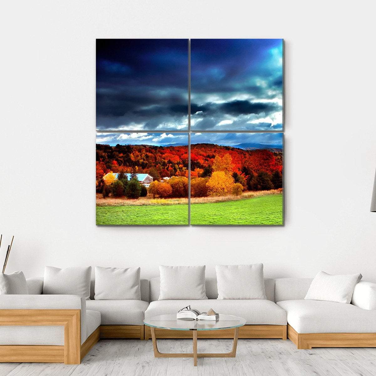 Fall Foliage Vermont Canvas Wall Art-4 Square-Gallery Wrap-17" x 17"-Tiaracle