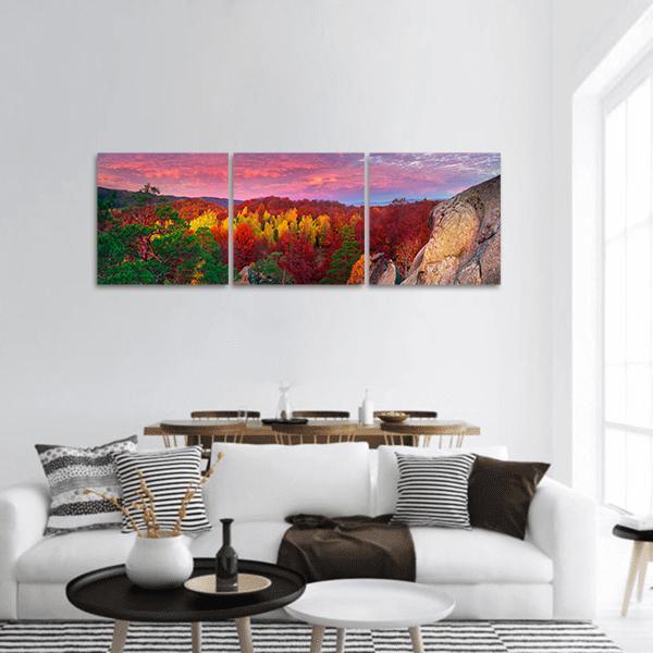 Dovbush Rocks Bubnyshche Panoramic Canvas Wall Art-3 Piece-25" x 08"-Tiaracle