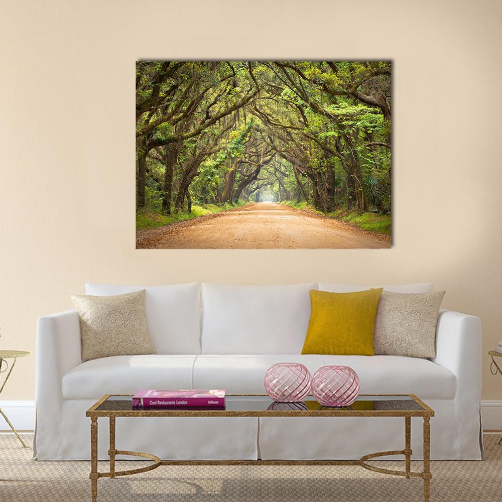 Scenic Forest With Spanish Moss Edisto Island Canvas Wall Art-4 Square-Gallery Wrap-17" x 17"-Tiaracle
